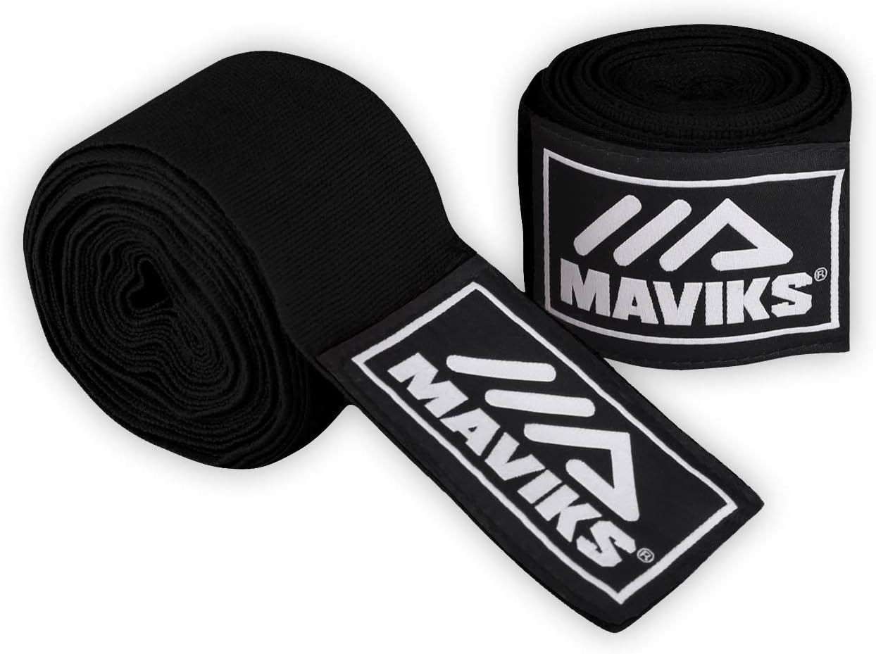 MAVIKS Boxing Hand Wraps 120 and 180 inch Bandages for Martial Arts Kickboxing Muay Thai MMA Training Sparring Men Women Inner Gloves Elastic Hand Wraps with Thumb Loop MAVIKS Boxing Hand Wraps 120 and 180 inch Bandages for Martial Arts Kickboxing Muay Thai MMA Training Sparring Men Women Inner Gloves Elastic Hand Wraps with Thumb Loop