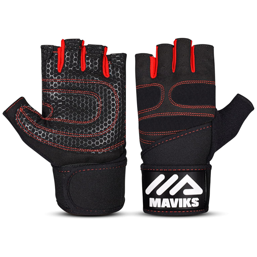 MAVIKS Gym Weight Lifting Fitness Workout Gloves with Wrist Wrap Straps for Women & Men, Gym Gloves For CrossFit Training, Pull Ups, Weightlifting, Calisthenics, Powerlifting, Cycling MAVIKS Gym Weight Lifting Fitness Workout Gloves with Wrist Wrap Straps for Women & Men, Gym Gloves For CrossFit Training, Pull Ups, Weightlifting, Calisthenics, Powerlifting, Cycling