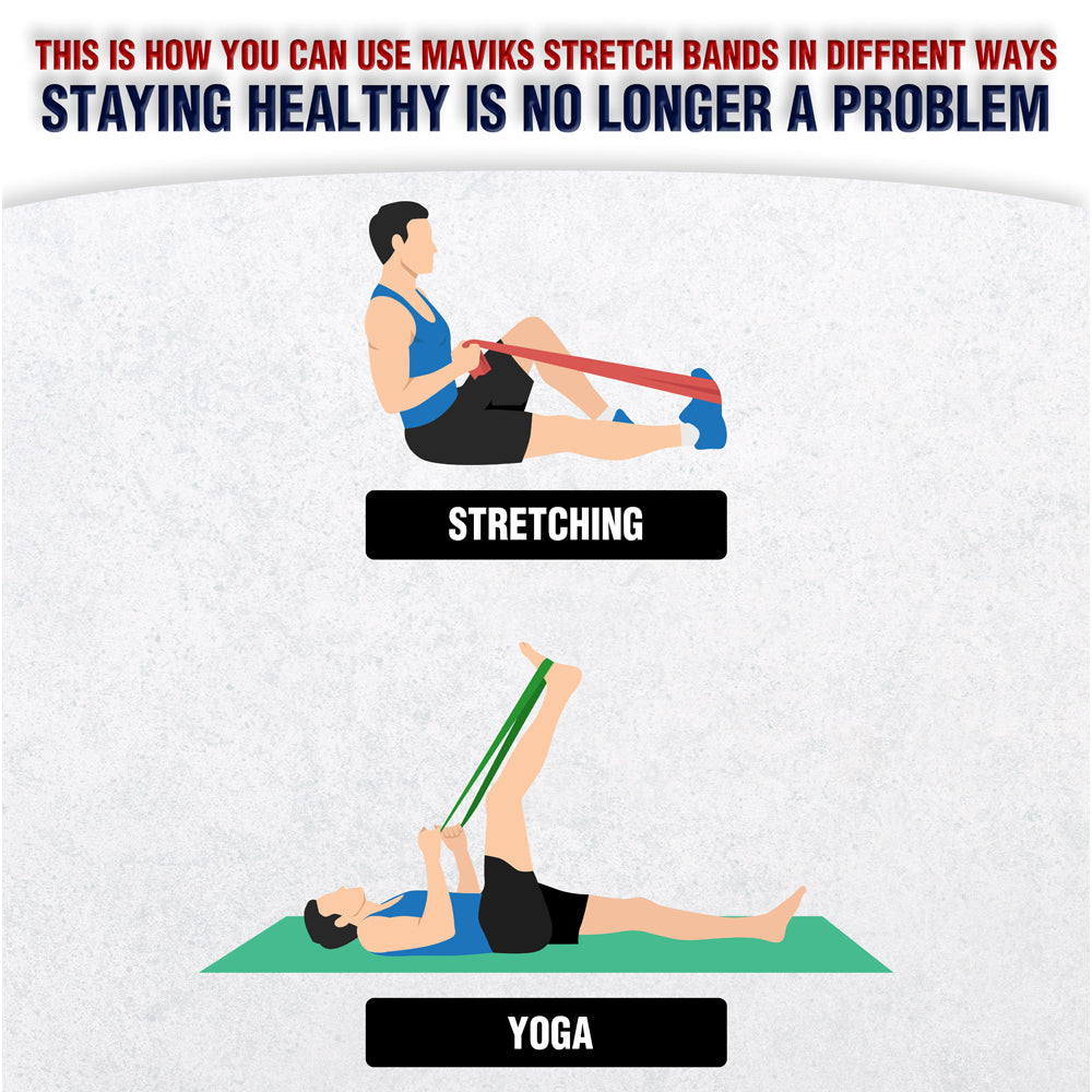 MAVIKS Stretch Bands for Exercise and Flexibility – Set of 5 Elastic Bands for Men and Women, Physical Therapy, Stretching, Mobility, Yoga & Home Fitness