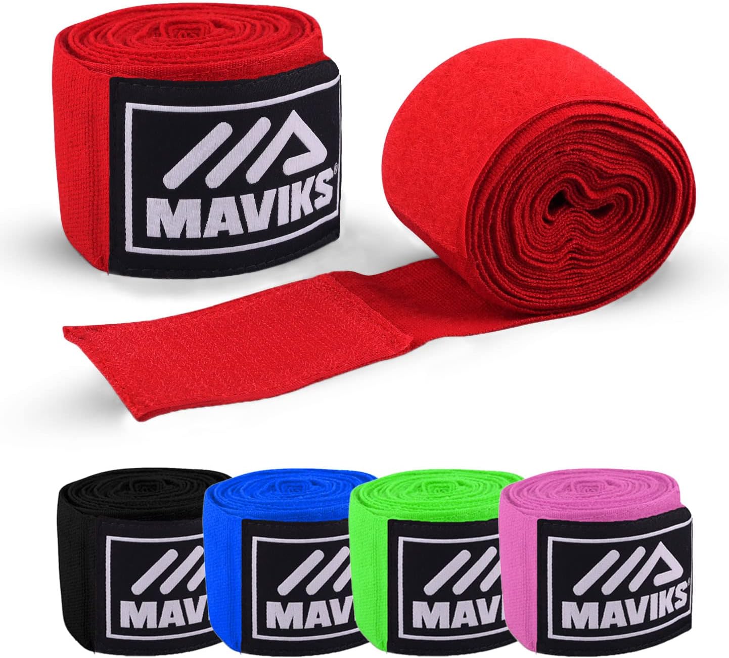 MAVIKS Boxing Hand Wraps 120 and 180 inch Bandages for Martial Arts Kickboxing Muay Thai MMA Training Sparring Men Women Inner Gloves Elastic Hand Wraps with Thumb Loop