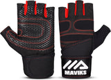 MAVIKS Gym Weight Lifting Fitness Workout Gloves with Wrist Wrap Straps for Women & Men, Gym Gloves For CrossFit Training, Pull Ups, Weightlifting, Calisthenics, Powerlifting, Cycling
