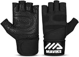 MAVIKS Gym Weight Lifting Fitness Workout Gloves with Wrist Wrap Straps for Women & Men, Gym Gloves For CrossFit Training, Pull Ups, Weightlifting, Calisthenics, Powerlifting, Cycling