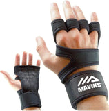 MAVIKS Black Crossfit Gym Fitness Gloves for Men Women UK Weight Lifting Workout Cross Training Hand Grips with Wrist Support for Pull Ups, Powerlifting, Bodybuilding, Calisthenics