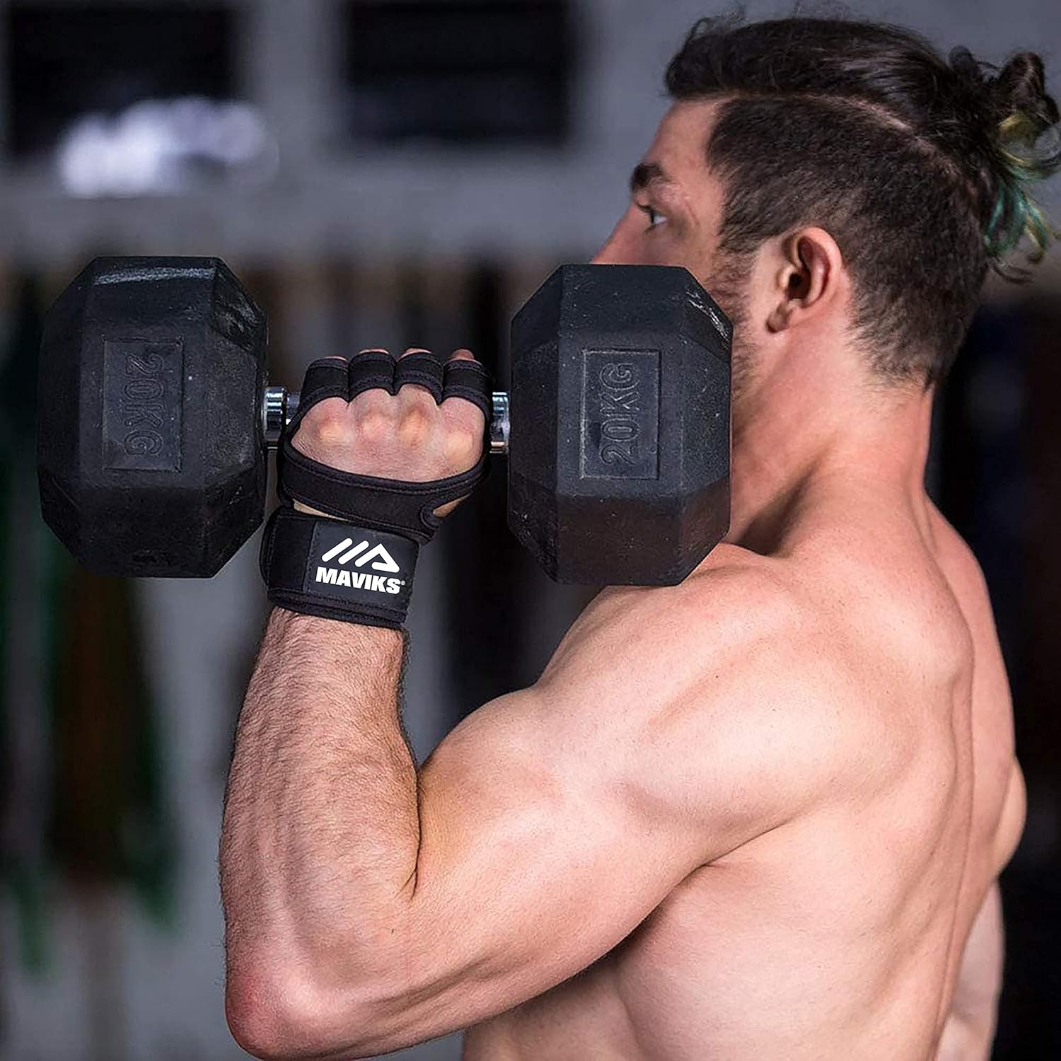 MAVIKS Black Crossfit Gym Fitness Gloves for Men Women UK Weight Lifting Workout Cross Training Hand Grips with Wrist Support for Pull Ups, Powerlifting, Bodybuilding, Calisthenics