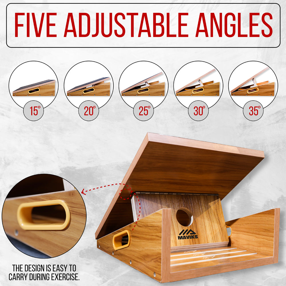 Professional Adjustable Calf Stretcher Slant Board for Squats for Ankle and Achilles Stretching, Posture Wooden Slant Board for Calf Stretching, Squat Wedge for Physical therapy & Exercise