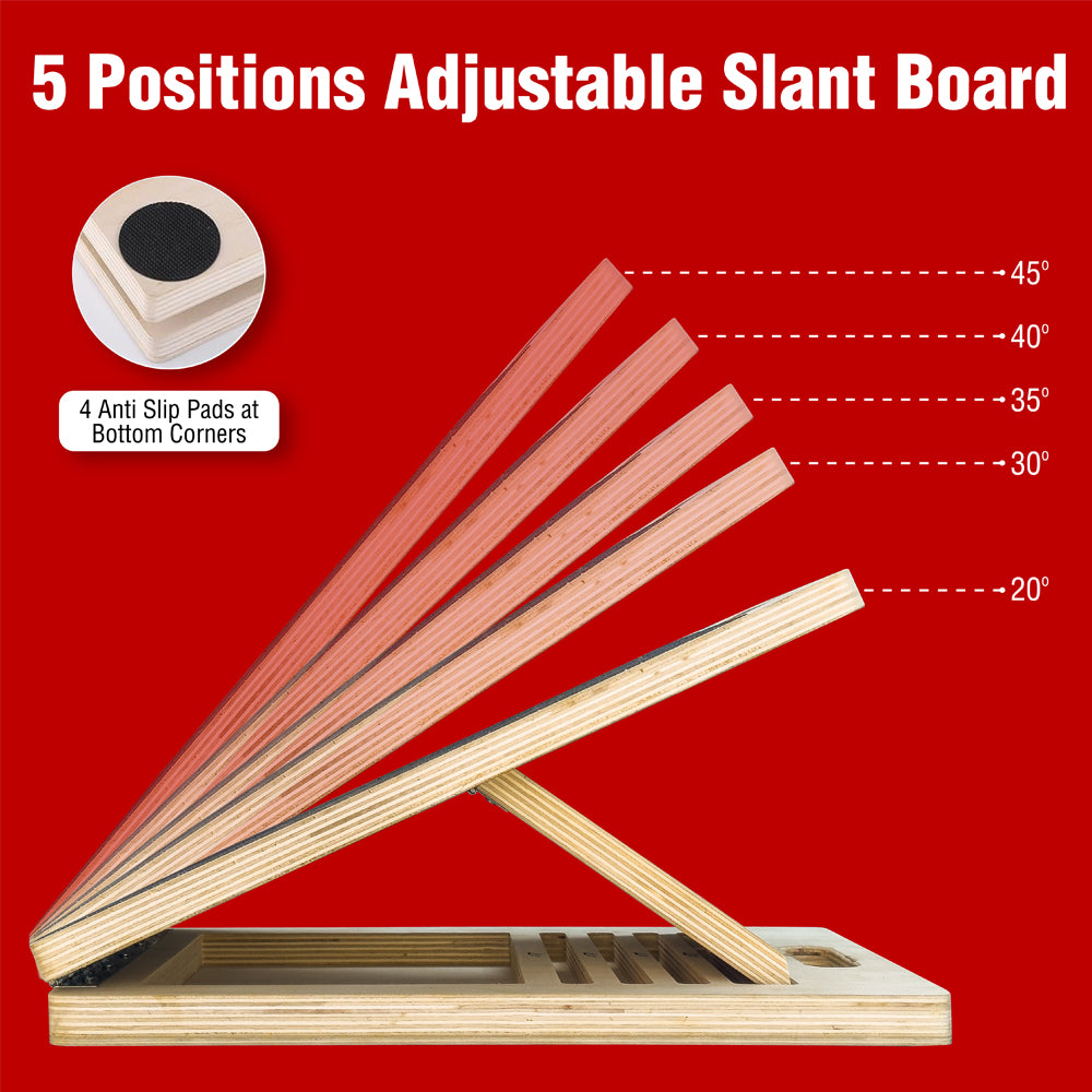 Professional Adjustable Calf Stretcher Slant Board for Squats for Ankle and Achilles Stretching, Posture Wooden Slant Board for Calf Stretching, Squat Wedge for Physical therapy & Exercise