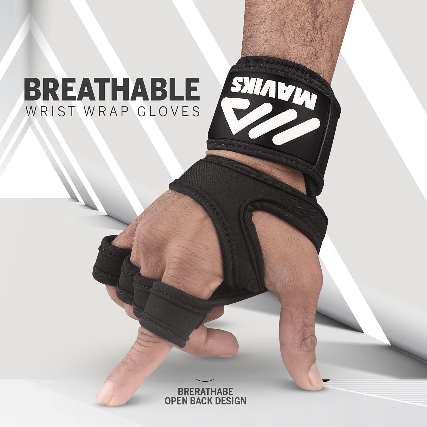 MAVIKS Black Crossfit Gym Fitness Gloves for Men Women UK Weight Lifting Workout Cross Training Hand Grips with Wrist Support for Pull Ups, Powerlifting, Bodybuilding, Calisthenics