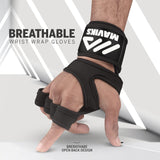 MAVIKS Black Crossfit Gym Fitness Gloves for Men Women UK Weight Lifting Workout Cross Training Hand Grips with Wrist Support for Pull Ups, Powerlifting, Bodybuilding, Calisthenics