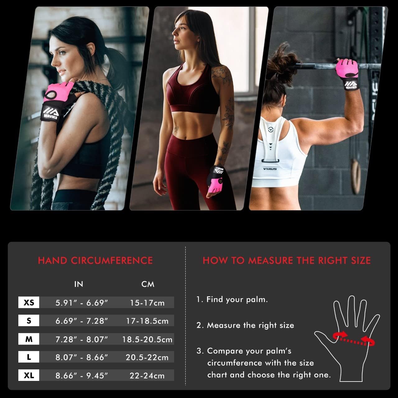 MAVIKS Gym Weight Lifting Fitness Workout Gloves with Wrist Wrap Straps for Women & Men, Gym Gloves For CrossFit Training, Pull Ups, Weightlifting, Calisthenics, Powerlifting, Cycling
