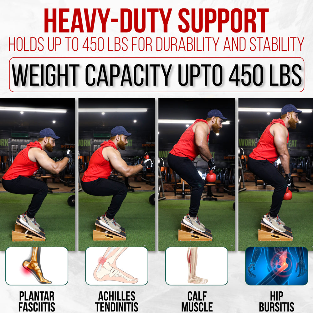 Professional Adjustable Calf Stretcher Slant Board for Squats for Ankle and Achilles Stretching, Posture Wooden Slant Board for Calf Stretching, Squat Wedge for Physical therapy & Exercise