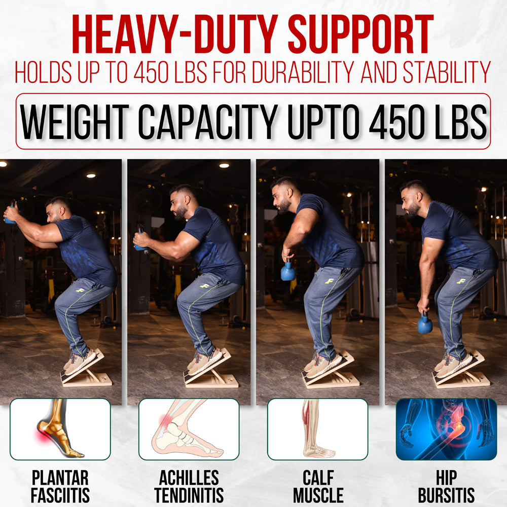Professional Adjustable Calf Stretcher Slant Board for Squats for Ankle and Achilles Stretching, Posture Wooden Slant Board for Calf Stretching, Squat Wedge for Physical therapy & Exercise