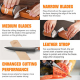 Rolling Knife Sharpener Kit Ceramic and Diamond Plated Knives Sharpener Polishing Disc Adjustable 15 20 Angles Non Slip Base for Precision Knife Sharpening with Leather Strop