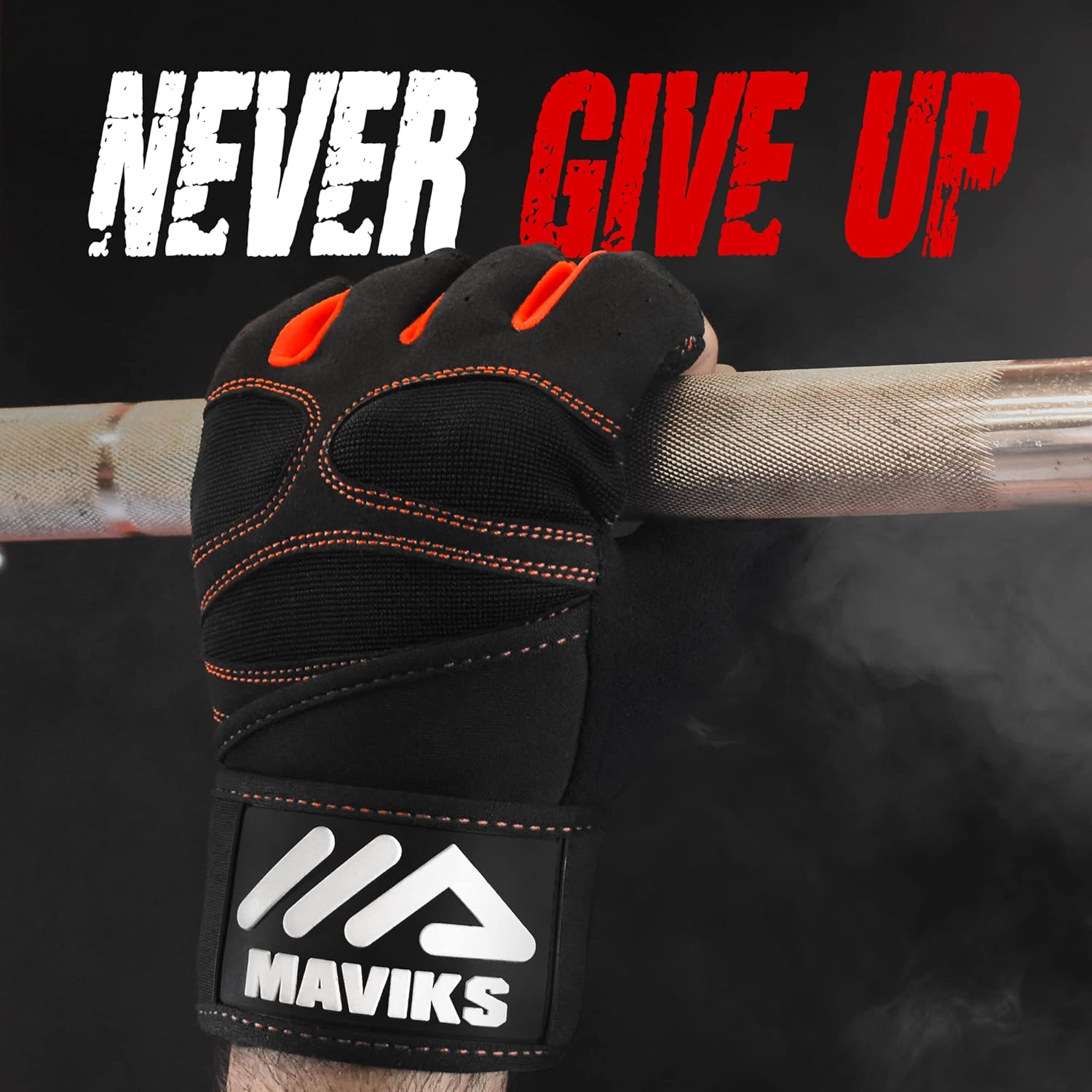 MAVIKS Gym Weight Lifting Fitness Workout Gloves with Wrist Wrap Straps for Women & Men, Gym Gloves For CrossFit Training, Pull Ups, Weightlifting, Calisthenics, Powerlifting, Cycling