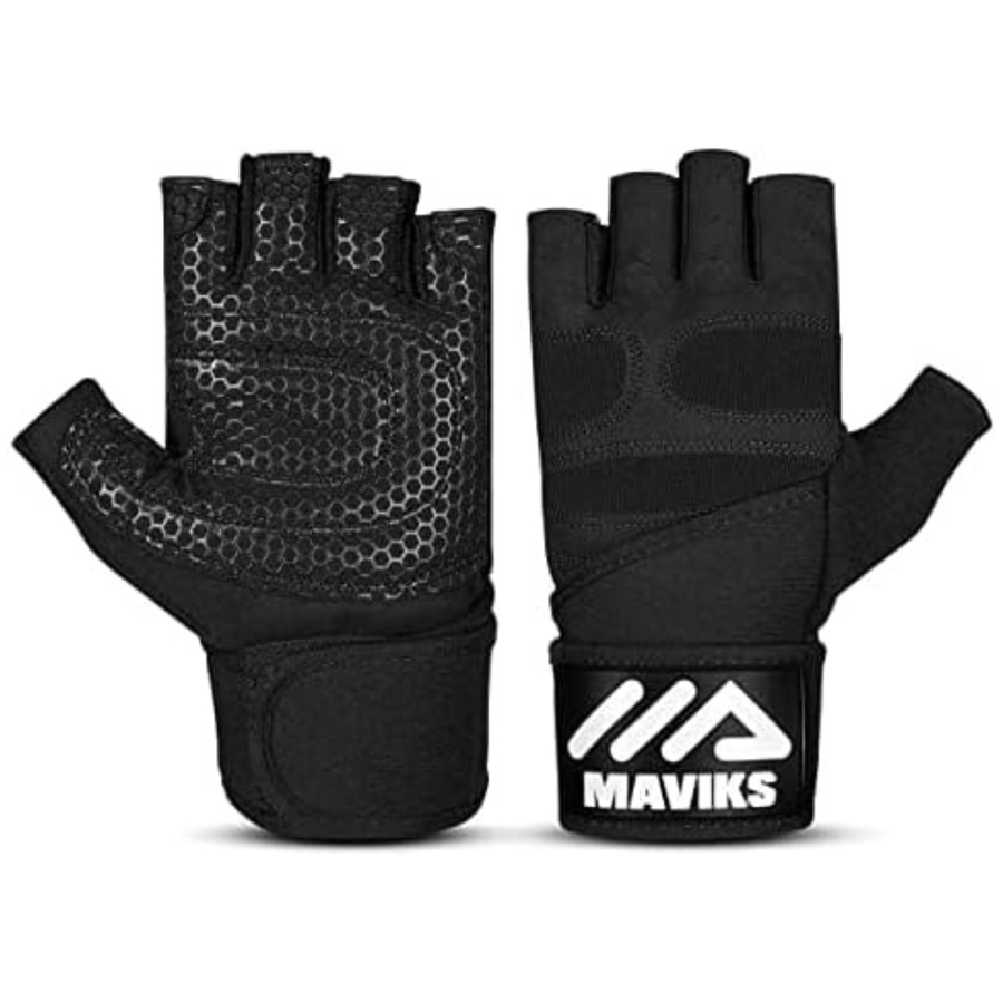 MAVIKS Gym Weight Lifting Fitness Workout Gloves with Wrist Wrap Straps for Women & Men, Gym Gloves For CrossFit Training, Pull Ups, Weightlifting, Calisthenics, Powerlifting, Cycling